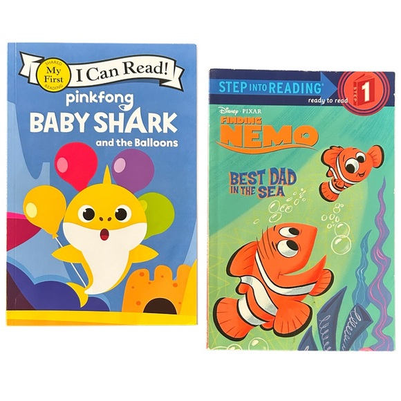✅ 5 for $25 - Baby Shark & Finding Nemo Early Reader Books, Set of 2 - Picture 1 of 9